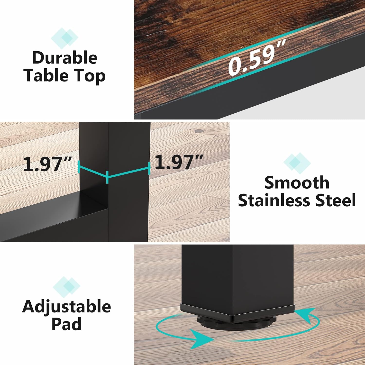 Tribesigns Conference Table, 6FT Meeting Seminar Table Rectangular Meeting Room Table, 70.8L x 31.5W x 29.5H, Rustic Brown/Black