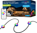 Enbrighten Eternity Accent Permanent Outdoor Lights, 50ft with 12 RGBWIC LED Lights, App‑Controlled, Cuttable, Christmas, Accent & Year‑Round Eave Lighting, Compatible with Alexa & Google Home, 85710