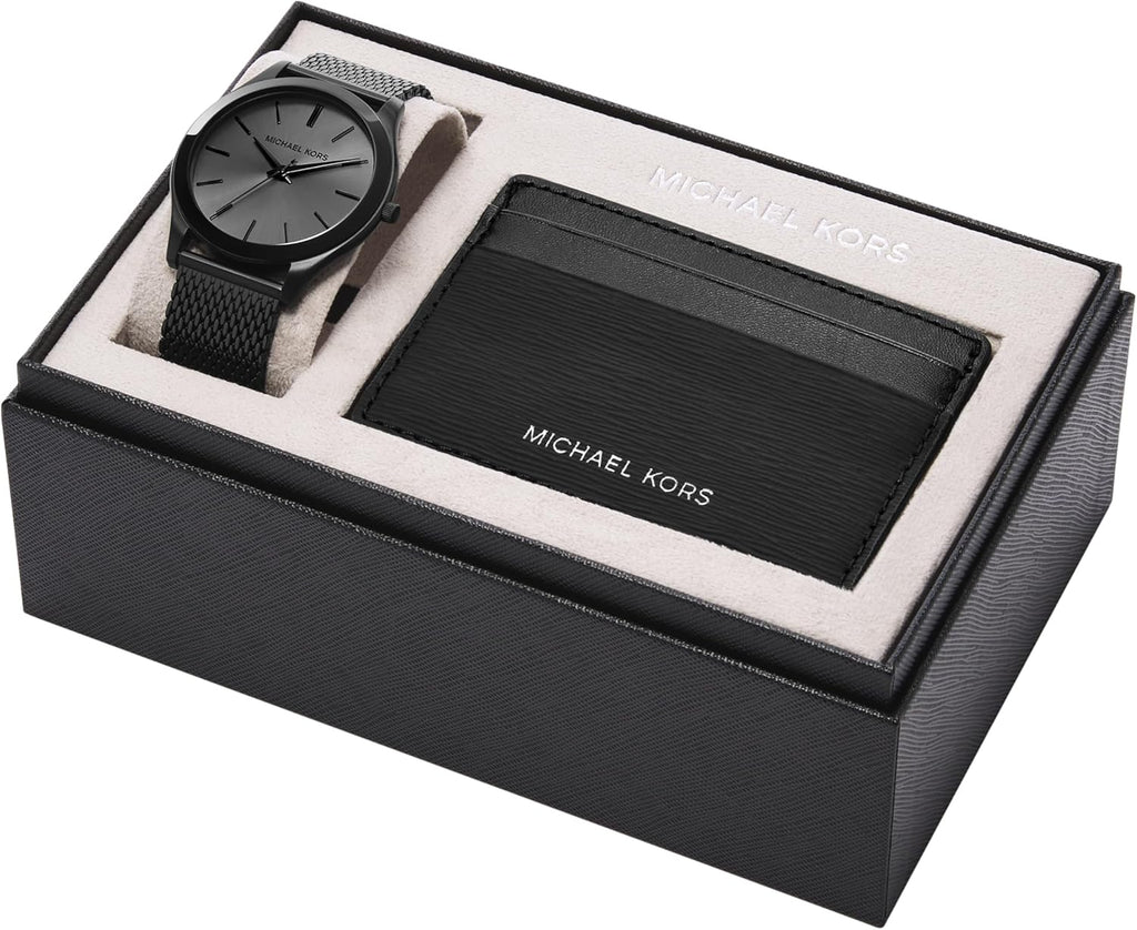 Michael Kors MK9122 - Slim Runway Three-Hand Beige Gold-Tone Stainless Steel Watch