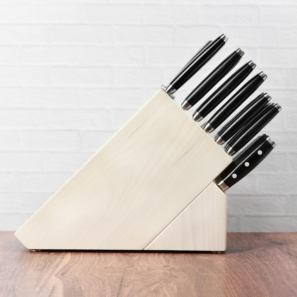 Enso Knife Set - Made in Japan - HD Series - VG10 Hammered Damascus Japanese Stainless Steel with Gray Ash Knife Block - 25 Piece