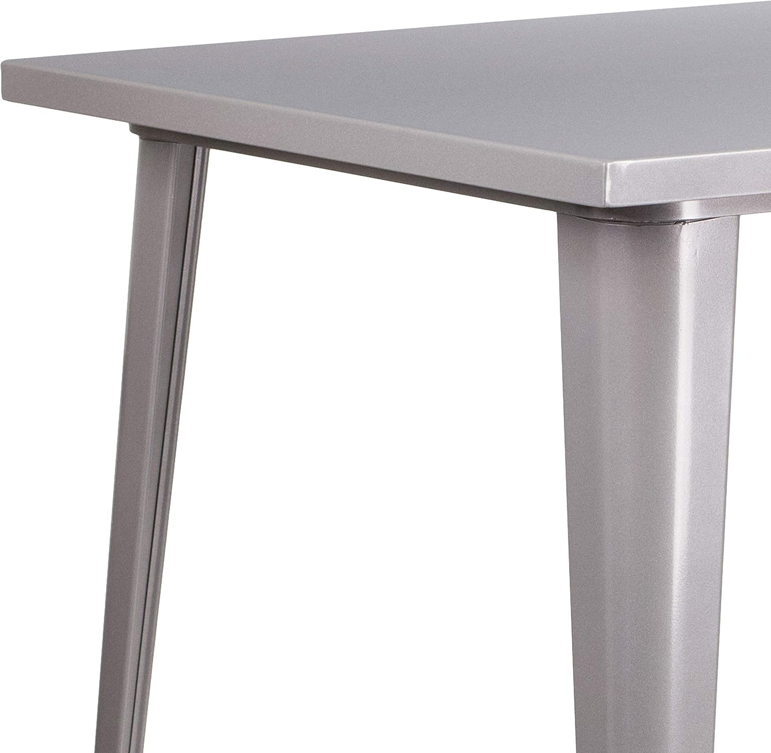 EMMA + OLIVER Commercial Grade 31.5' Square Silver Metal Indoor-Outdoor Bar Height Table