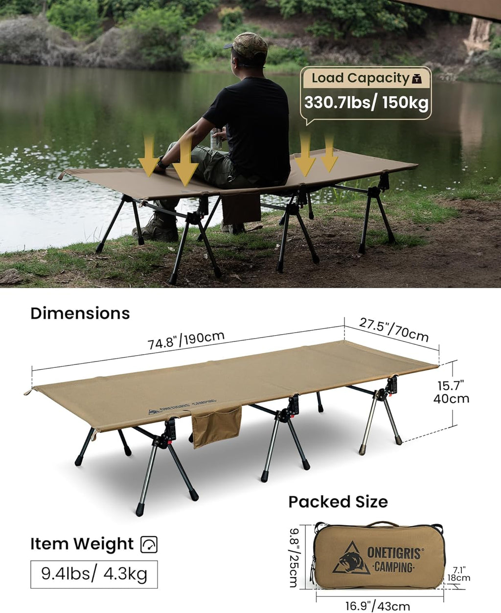 OneTigris SUPRANUBIS Camping Cot Dipper Camping Table