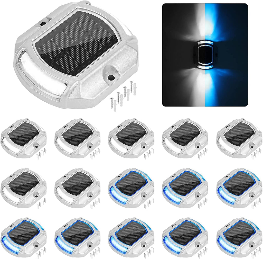 VOLISUN 16 Pack 2 Colors in 1 Solar Driveway Dock Deck Lights