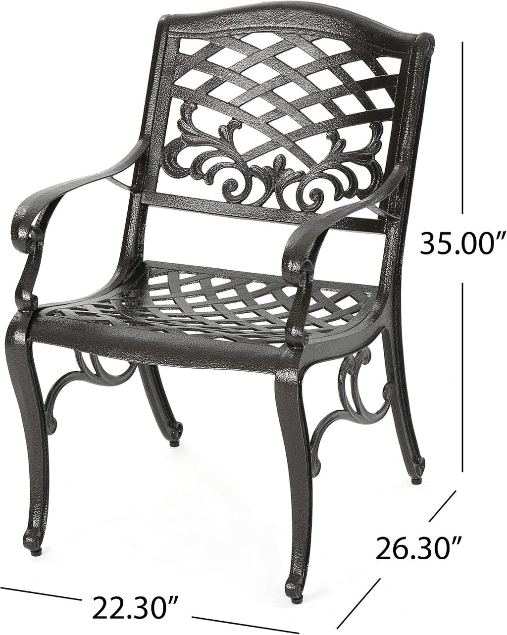 Christopher Knight Home Sarasota Outdoor Cast Aluminum Outdoor Chairs, 2-Pcs Set, Hammered Bronze