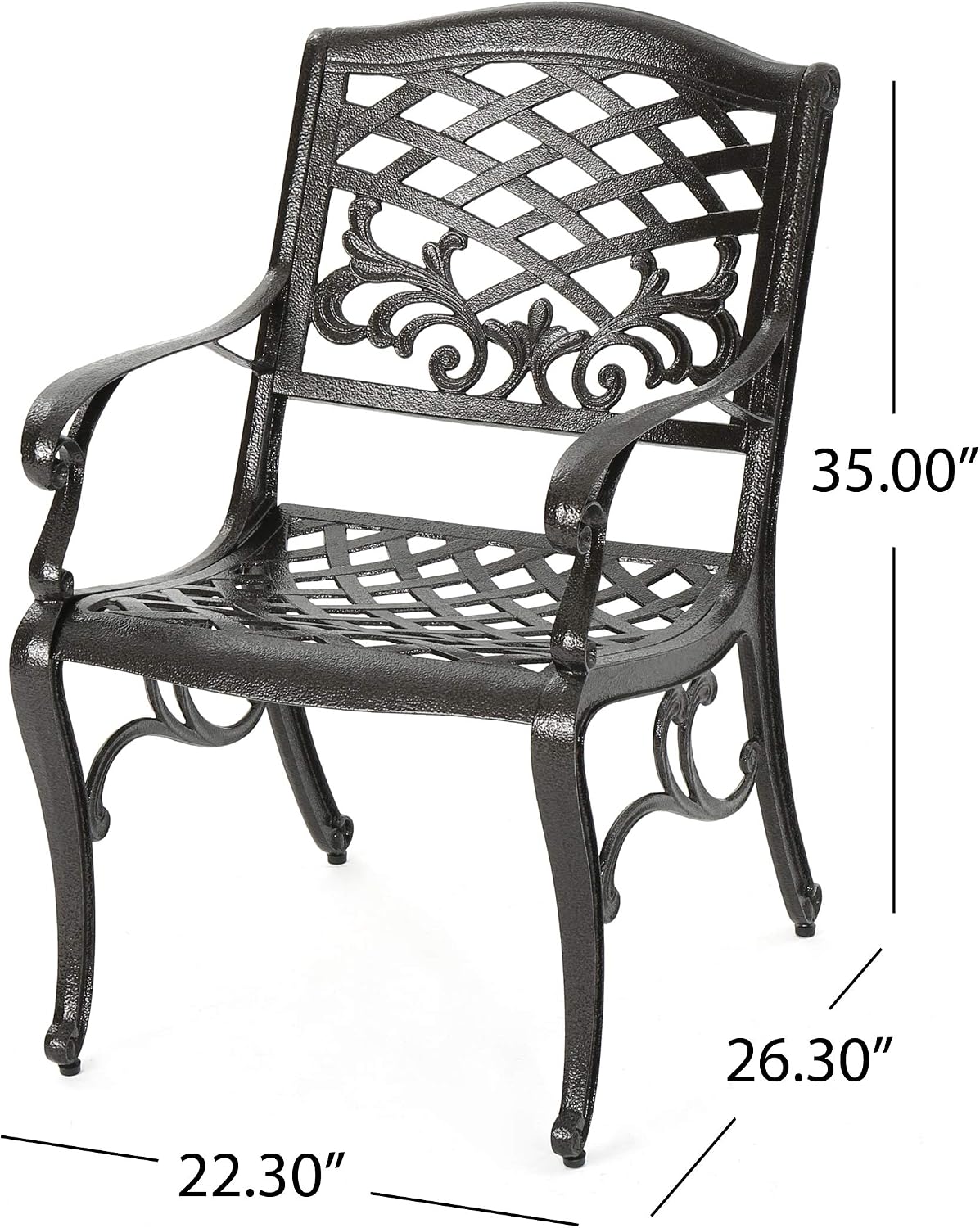 Christopher Knight Home Sarasota Outdoor Cast Aluminum Outdoor Chairs, 2-Pcs Set, Hammered Bronze