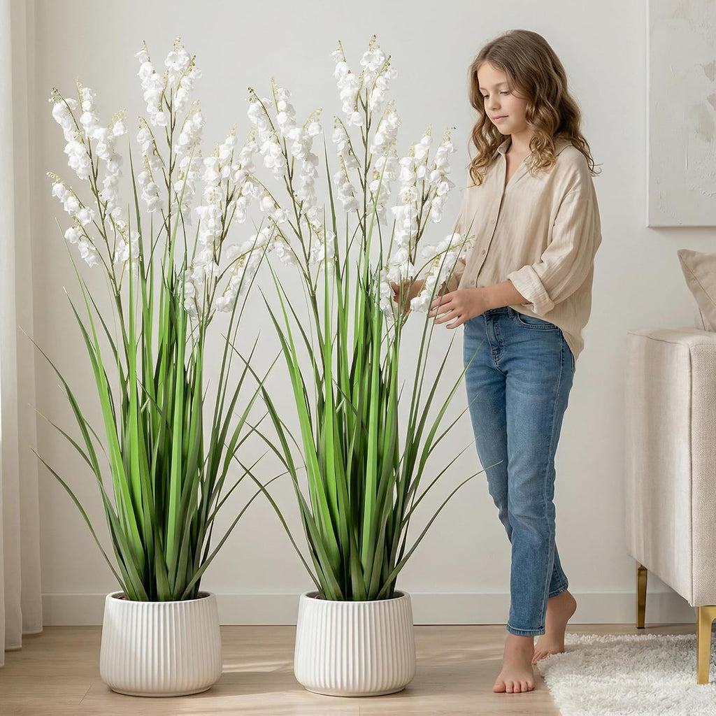 Fake Plants Home Decor Fake Flowers Artificial Plants Outdoor Tall Grass Plant Artificial Pampas Grass Decor Artificial Plants Indoor Fake Grass Living Room Decor Artificial Grass 36'2PCS White