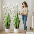 Fake Plants Home Decor Fake Flowers Artificial Plants Outdoor Tall Grass Plant Artificial Pampas Grass Decor Artificial Plants Indoor Fake Grass Living Room Decor Artificial Grass 36'2PCS White