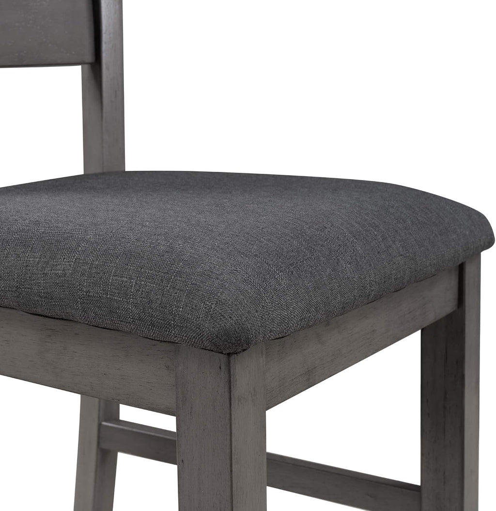 Dining Room Table and Chairs with Bench, Rustic Wood Dining Set, Set of 6 (Gray)
