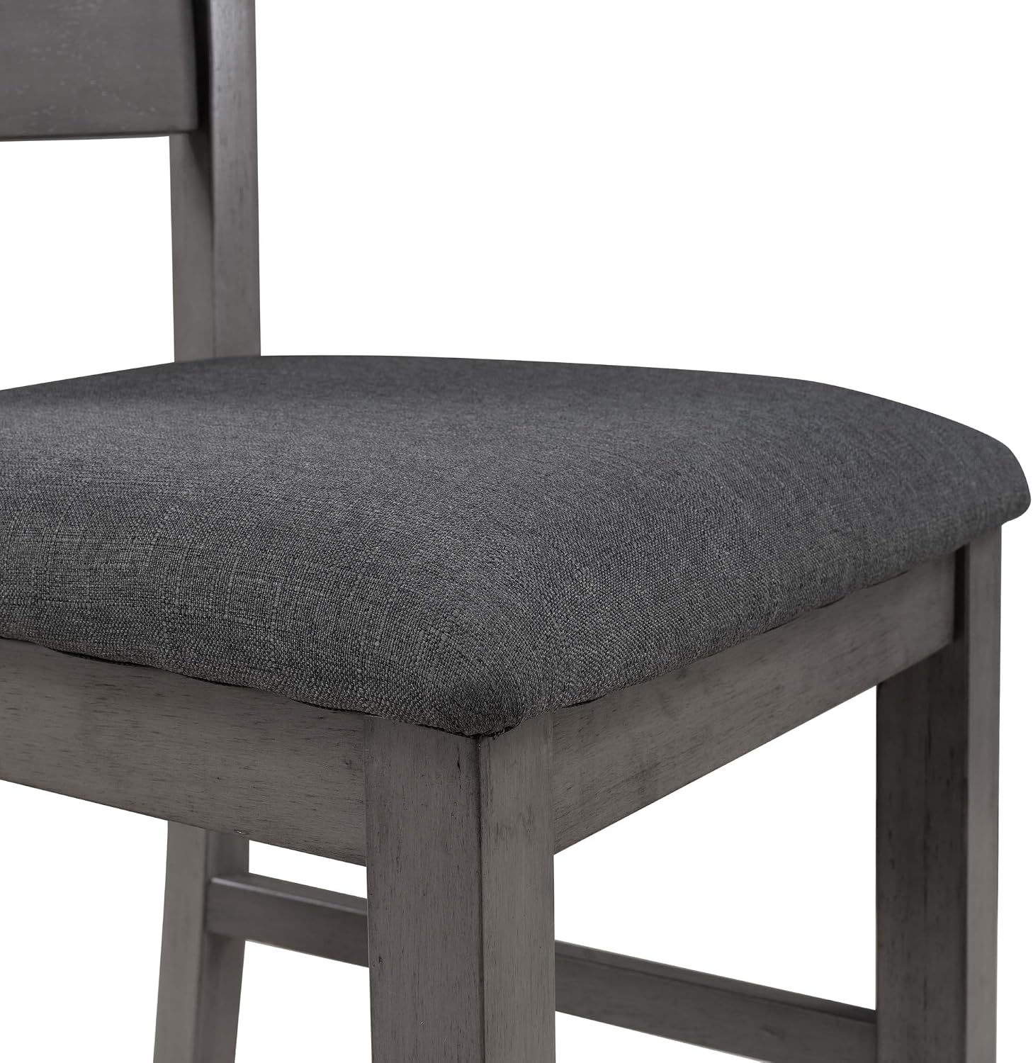 Dining Room Table and Chairs with Bench, Rustic Wood Dining Set, Set of 6 (Gray)