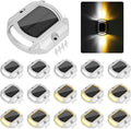 VOLISUN 16 Pack 2 Colors in 1 Solar Driveway Dock Deck Lights（White+Warm White