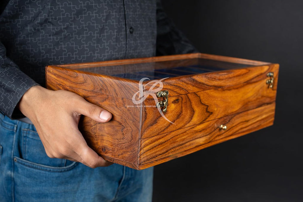 Royal Craft Expertise® 12-Slot Luxury Wooden Watch Box with Drawer – Handcrafted Rosewood Organizer for Men | Elegant Velvet Lining & Ample Storage | Premium Display Case for Watch Collectors