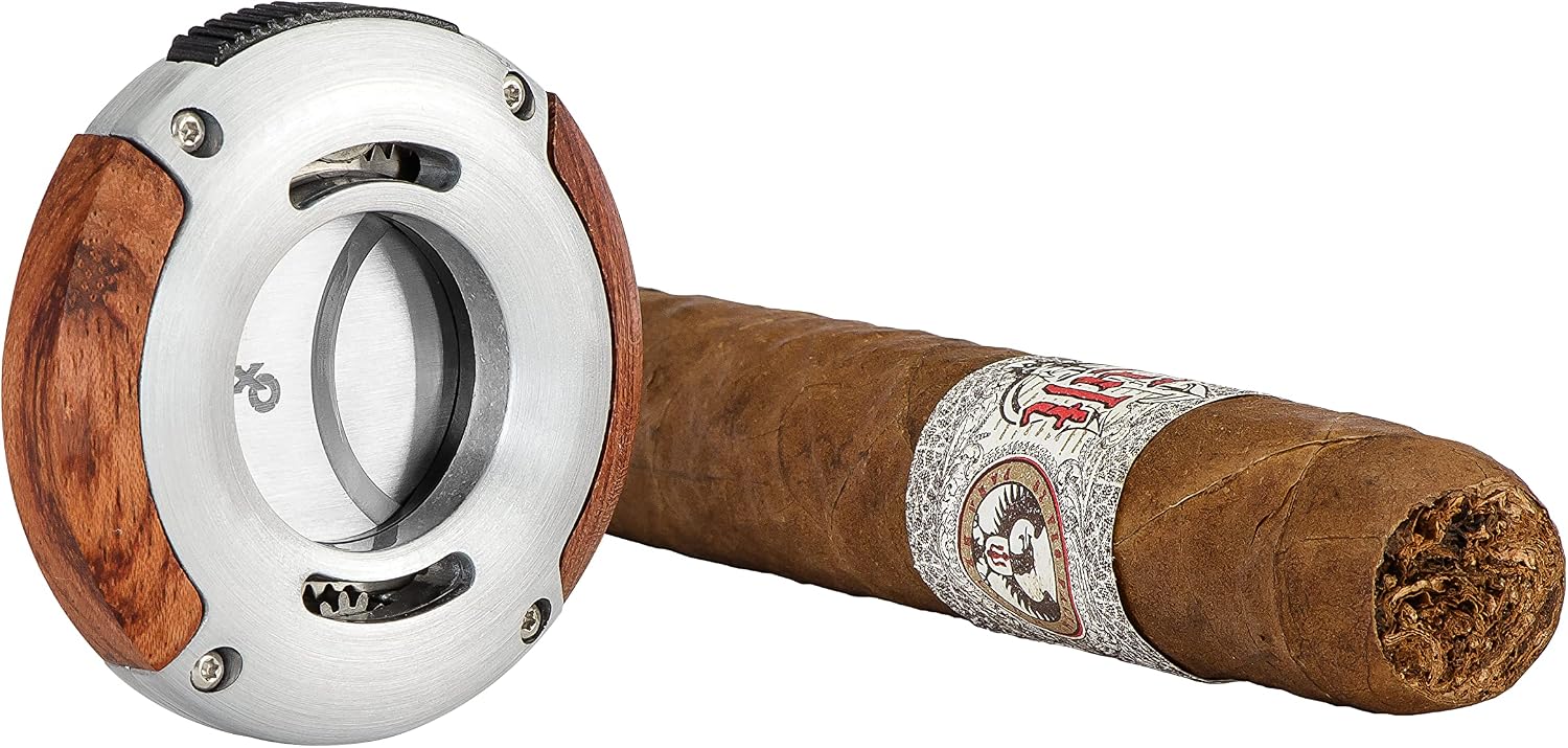 XIKAR XO Double Guillotine Cigar Cutter, Redwood – Dual Stainless Steel Blades, 64 Ring Gauge, Round Aluminum Body, Precision Cigar Cutting, Spring-Loaded Release, Premium Cutter for Cigar Aficionados