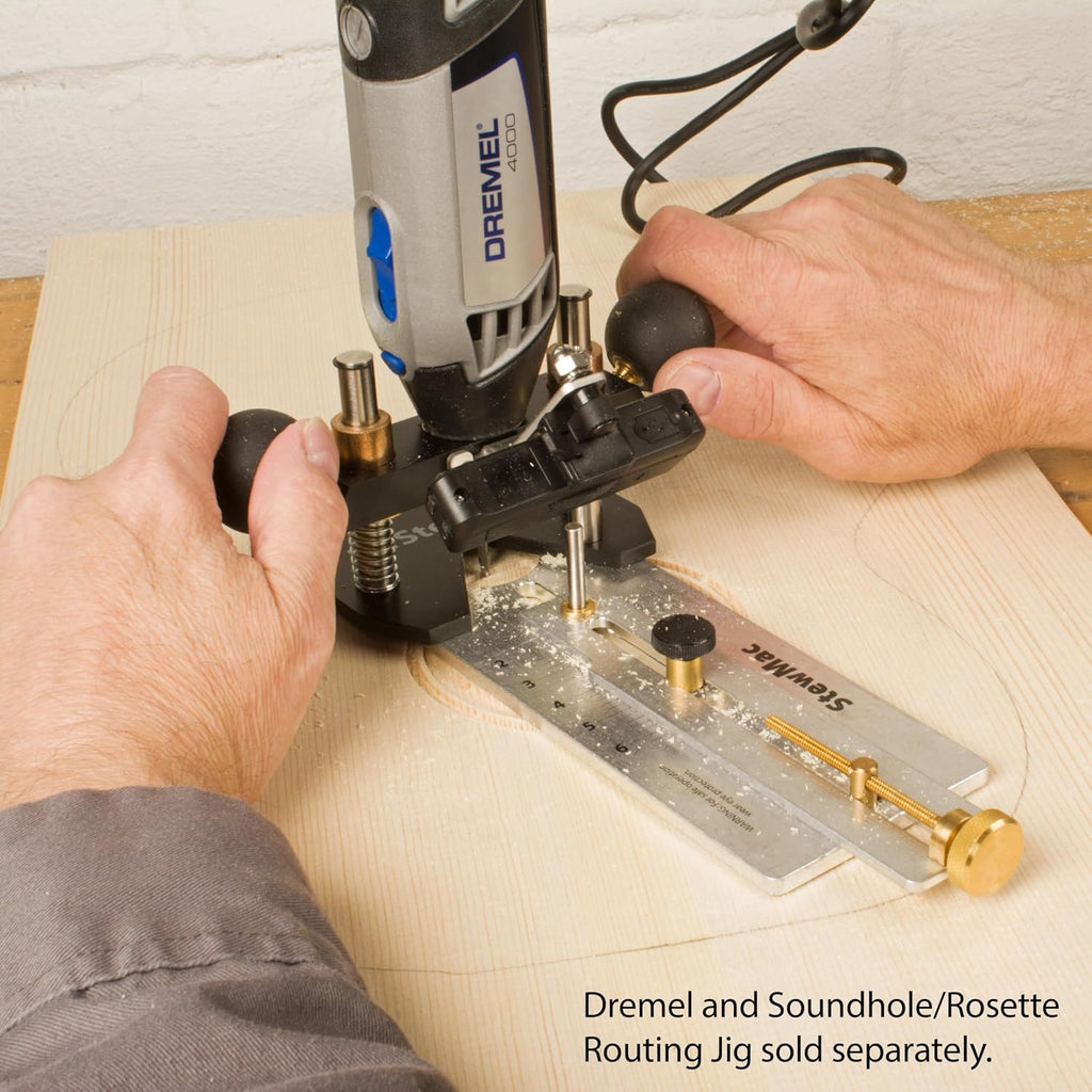 StewMac Plunge Router Base, Compact Plunge Router Attachment for Rotary Tools, Micro Depth Stop, LED Light Bar, Dust Nozzle Port, For Inlays Saddle Slots and Fret Slot Cleaning