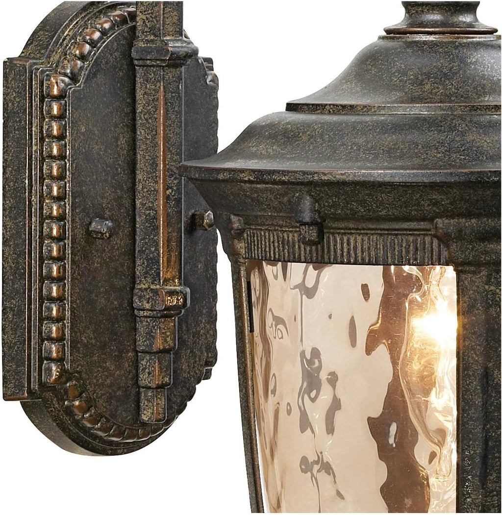 John Timberland Bellagio Rustic Downbridge Outdoor Wall Light Fixtures Set of 2 Veranda Bronze 16 1/2' Champagne Hammered Glass for Post Exterior Barn Deck House Porch Yard Patio Outside Garage
