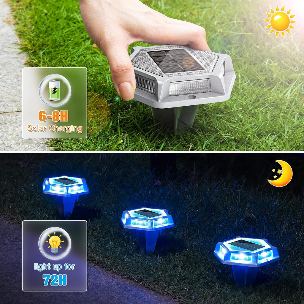 VOLISUN 24 Pack, Solar Driveway Lights Dock Outdooor Waterproof Marker Light, 2 Colors in 1 Led Wireless IP67,Solar Step Lights for Driveway Sidewalk Pathway Yard