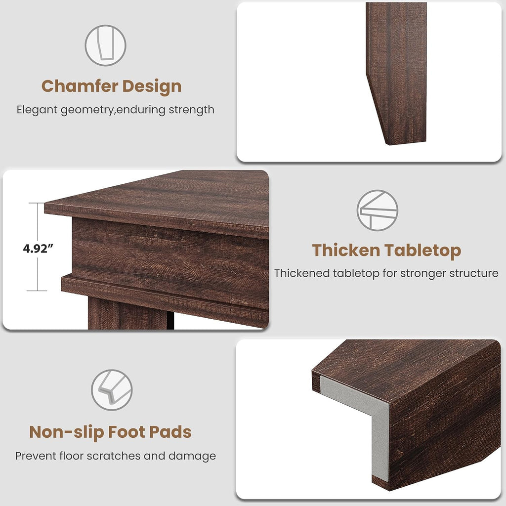 GarveeHome Farmhouse Dining Table for 6-8 People, 71 in Long Kitchen Tables with Wooden Sturdy Frame, 6 ft Large Rectangular Dinner Table for Dining Room, Kitchen, Dark Walnut, 71' Non-extendable