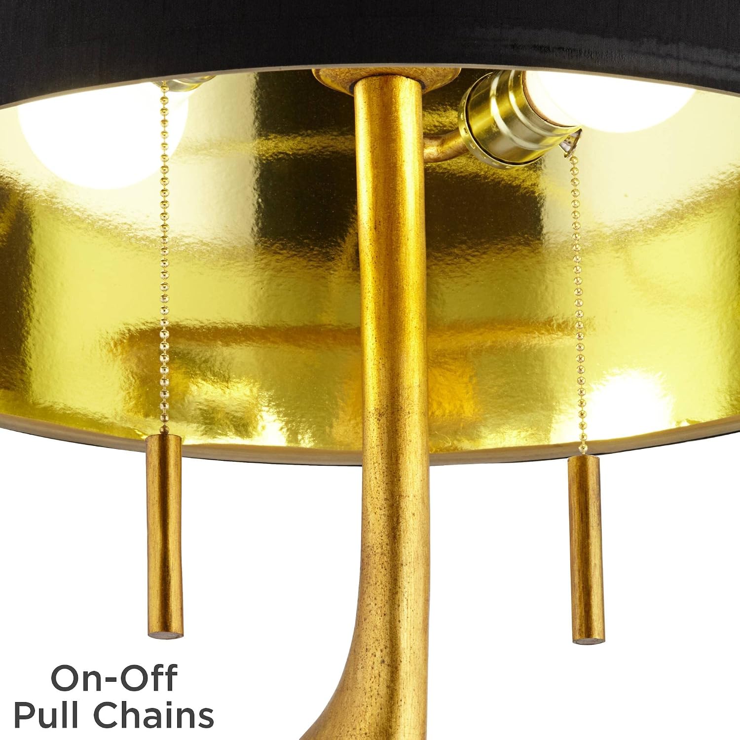 Possini Euro Design Athena 35 1/2' Tall Large Modern Glam End Table Lamps Set of 2 Pull Chain Sculptural Gold Leaf Living Room Bedroom Bedside Nightstand House Office Home Reading Kitchen Entryway