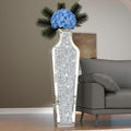 SHYFOY 43' Extra Large Floor Vase Oversized Crushed Diamond Mirrored Vase Silver Big Crystal Vases for Home Decor Living Room Floor