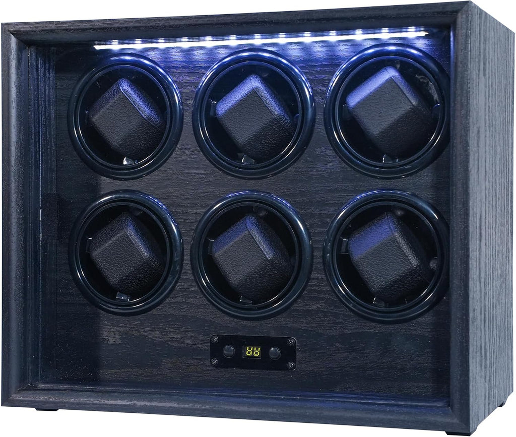 Watch Winder for 2/4/6/8 Automatic Watches, Watch Rotator for Rolex 15 Rotation Modes Display Box White Light, Watches Winder Case with USB-C Adapter, Present for Men Quiet Mabuchi Motor(≤5db)