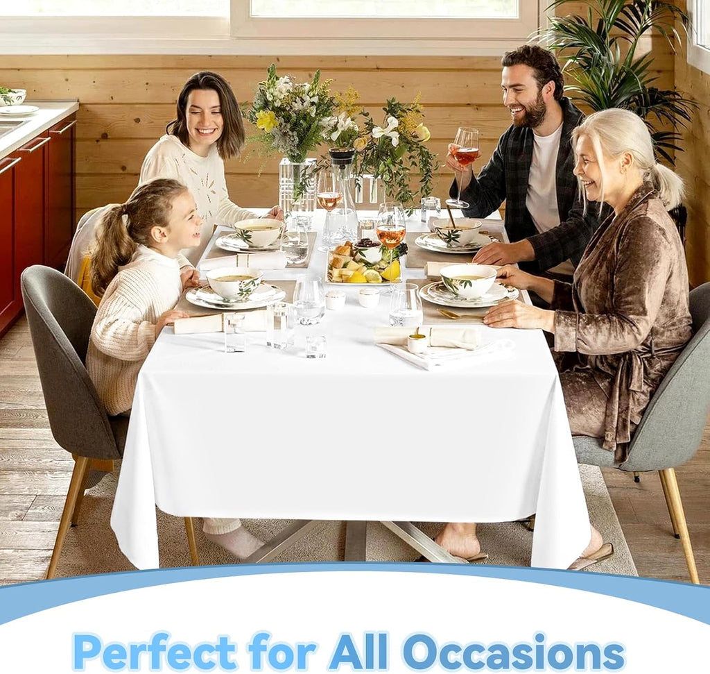 12 Pack White Tablecloths for Rectangle Tables Stain and Wrinkle Resistant Washable Polyester Tablecloth 90 x 132 Inch White Table Cloth Rectangle Table 6 Foot Rectangle Table Cloth for Wedding Party