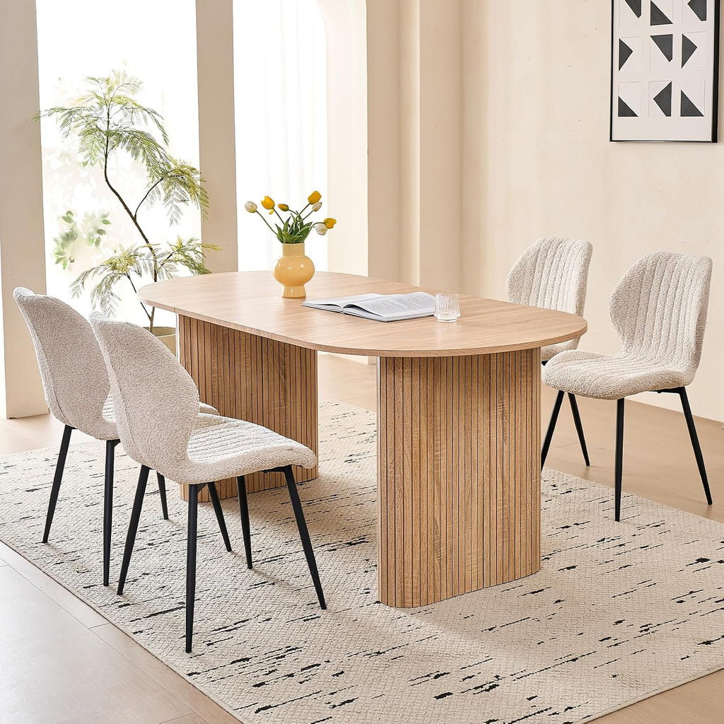 70.8' Oval Dining Table for 4 6 Person, Modern Farmhouse Kitchen Dinner Table for Breakfast Living Receiption Room, Natural