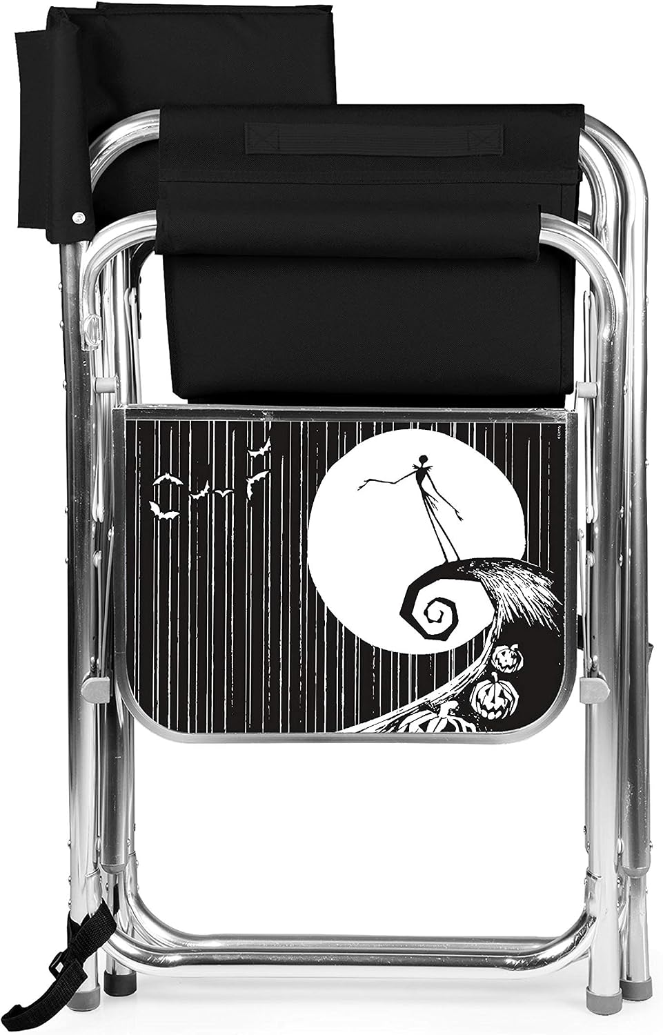 Picnic TIME Disney Nightmare Before Christmas Jack Sports Chair with Side Table, Folding Beach and Camp Chair, Portable Outdoor Chair with Carry Strap and Storage Pockets, (Black)