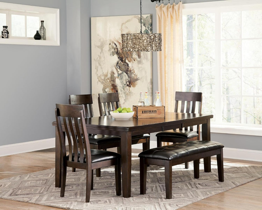 Signature Design by Ashley Haddigan Faux Leather Cushioned Rake Back Dining Chair, 2 Count, Dark Brown
