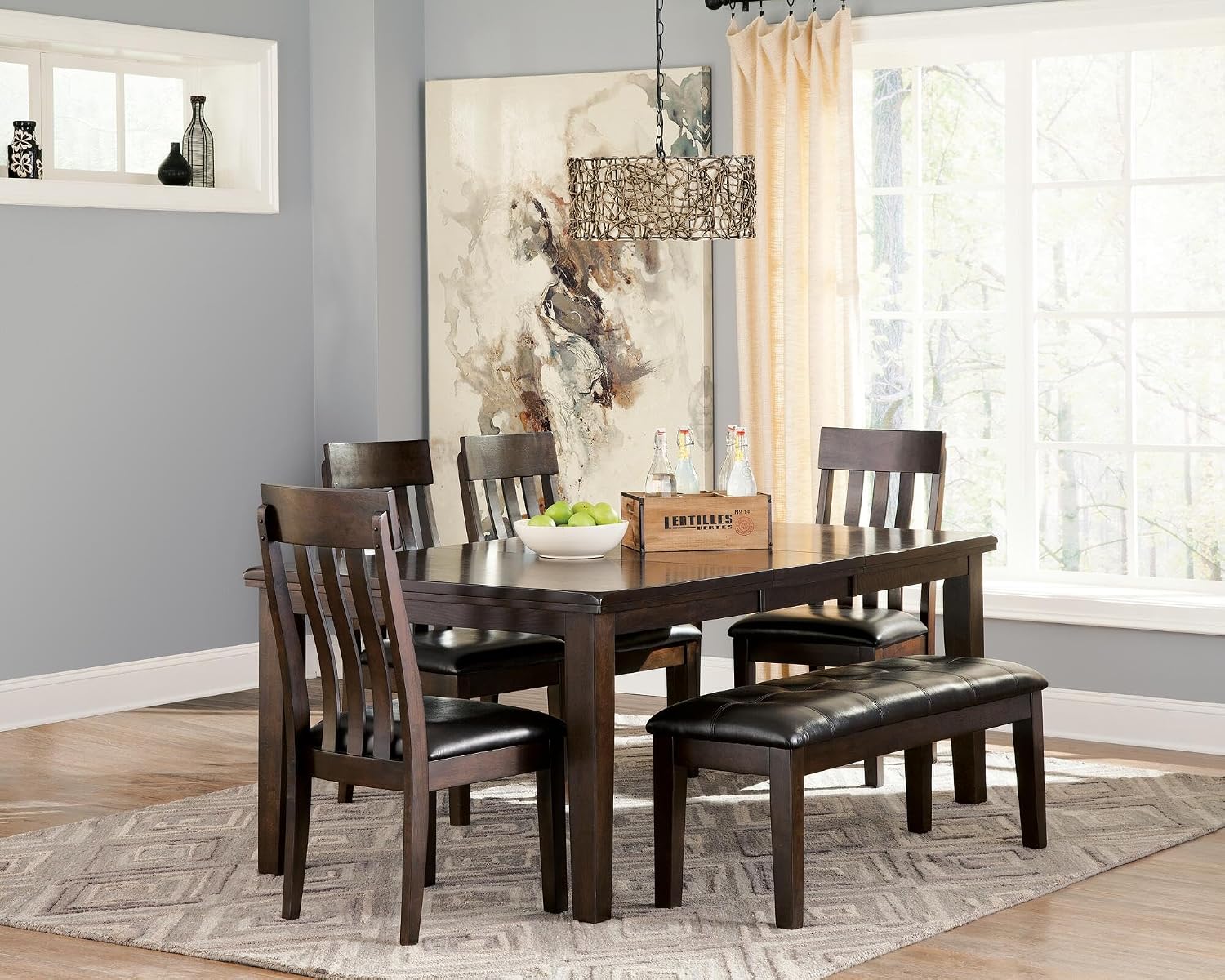 Signature Design by Ashley Haddigan Faux Leather Cushioned Rake Back Dining Chair, 2 Count, Dark Brown