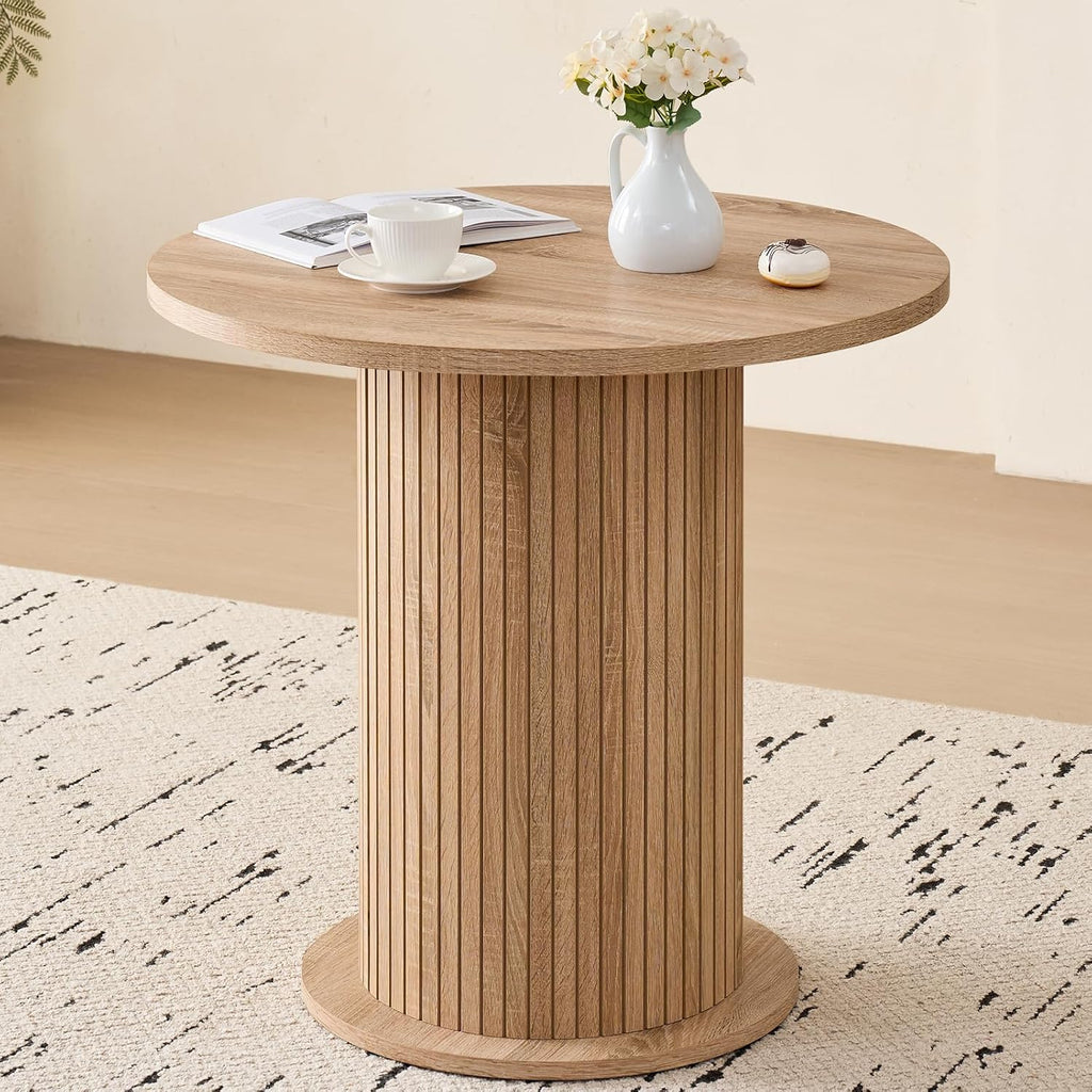31.5' Round Dining Table for 2, Modern Small Pedestal Kitchen Table, Space Saving, for Apartment Dining Living Room