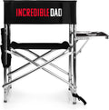 PICNIC TIME Disney The Incredibles Mr Incredible Sports Chair with Side Table, Folding Beach and Camp Chair, Portable Outdoor Chair with Carry Strap and Storage Pockets (Black)