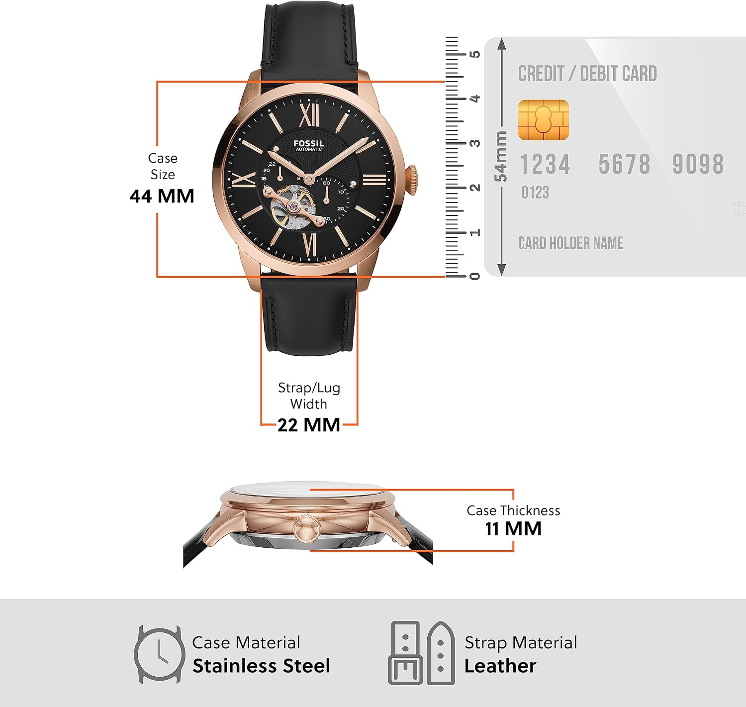 Fossil Men's Watch, Townsman Automatic Stainless Steel Watch for Men