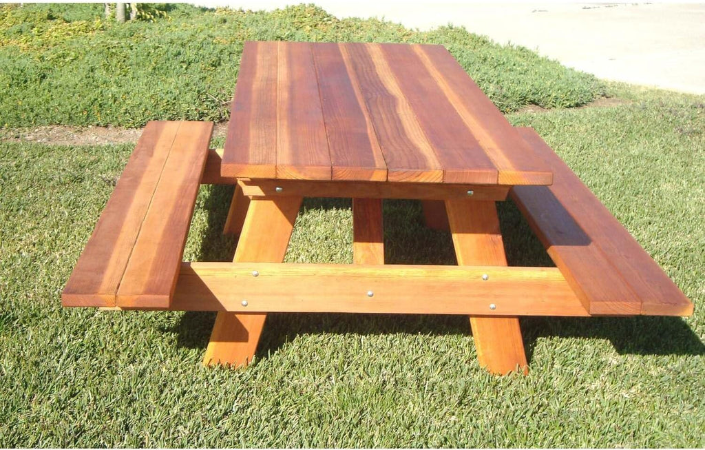 Best Redwood Picnic Table - Farmhouse Style Outdoor Dining Solid Wood Bench & Premium Sealant 6ft