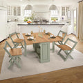 SECONIQUE Santos Butterfly Folding Dining Table Set with 4 Chairs – Space-Saving Table with Nesting Chairs and Storage Shelf – Green & Distressed Pine Finish