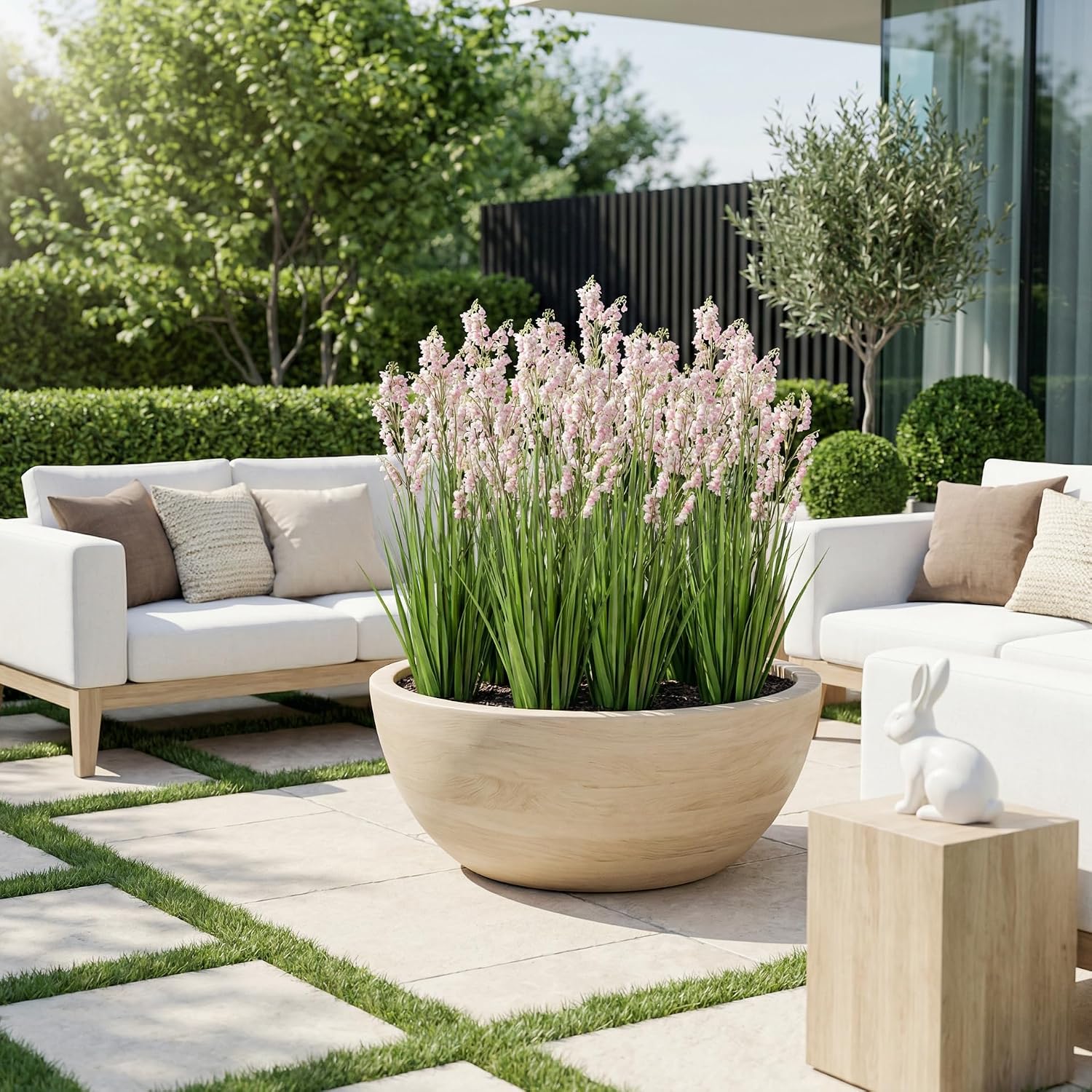 Fake Plants Home Decor Fake Flowers Artificial Plants Outdoor Tall Grass Plant Artificial Pampas Grass Decor Artificial Plants Indoor Fake Grass Living Room Decor Artificial Grass 36' 2PCS（Pink）