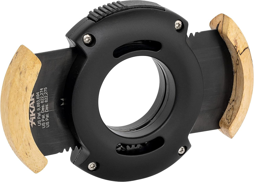 Xikar XO Double Guillotine Cutter, Dual Stainless Steel Blades, 64 RG, Phantom Splated Tamarind