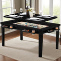 Haddockway 63' ×39' Board Game Table with Removable Top, Solid Wood Dining/Gaming Table for 4-6 Players with Play Mat, 6 Detachable Cup Holders & 6 Hobby Trays (Black)