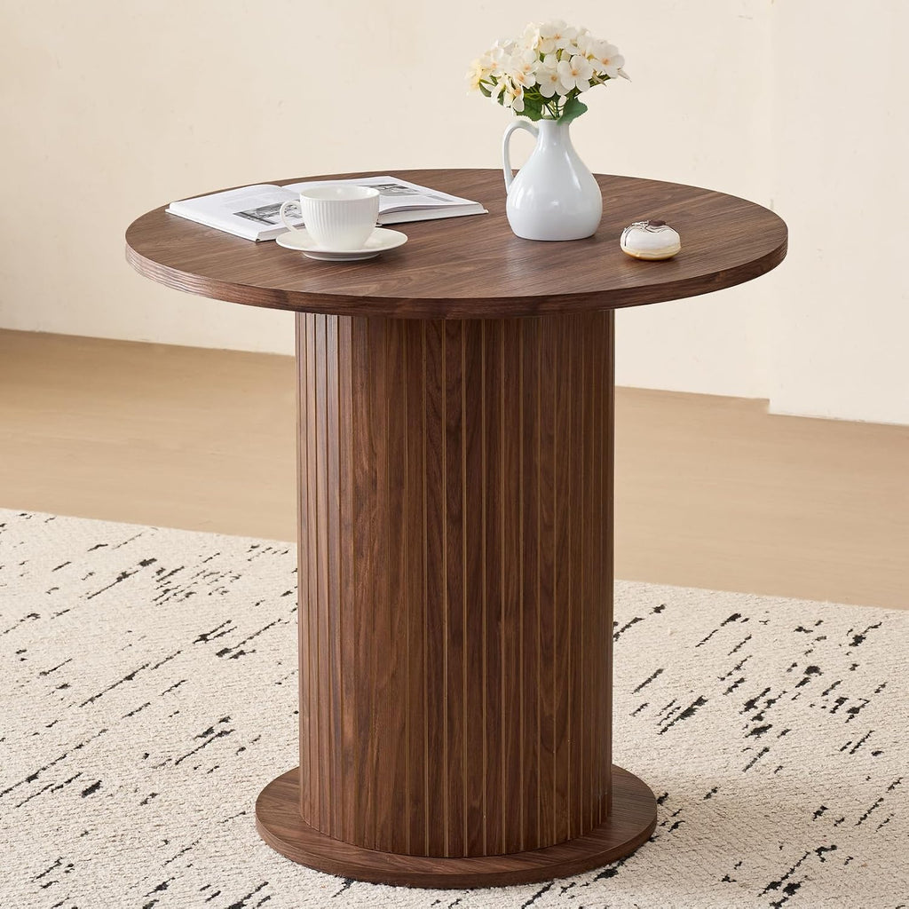 31.5' Round Dining Table for 2, Modern Small Pedestal Kitchen Table, Space Saving, for Apartment Dining Living Room