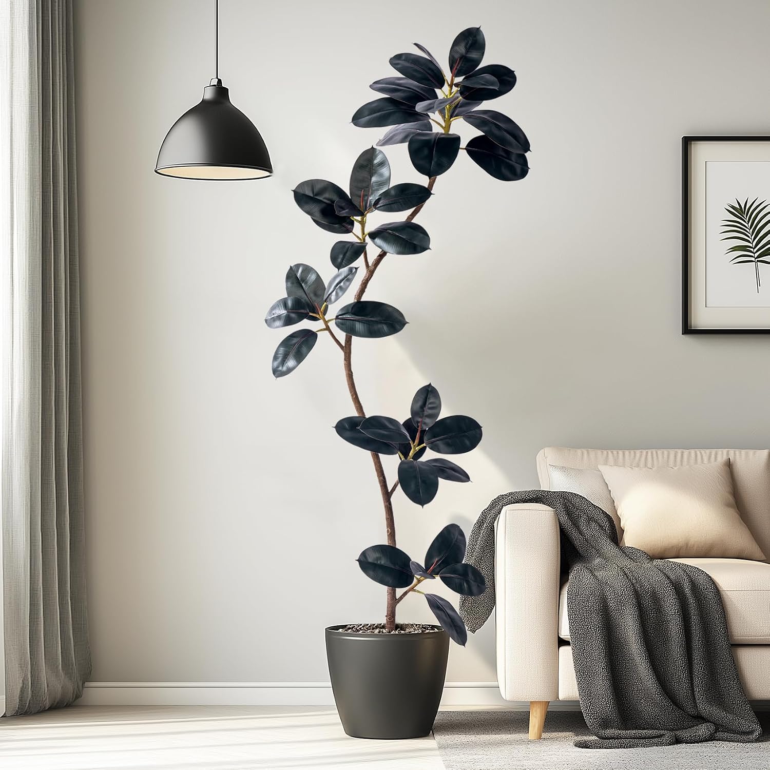 Bailikang 6ft Artificial Rubber Tree Faux Plants Indoor Faux Floor Artificial Trees Indoor,Fake Plant Fake Tropical Plants,Large Floor,Real Touch Rubber Tree for Home Decor