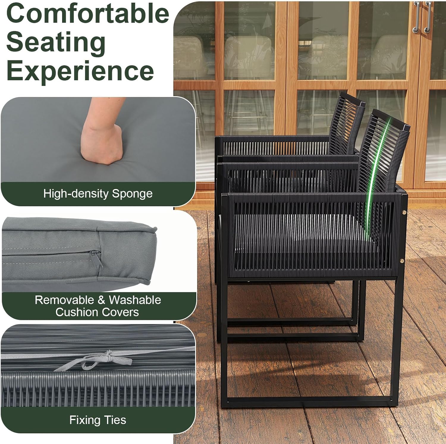 Tangkula 9 Pieces Patio Dining Set, Outdoor Space-Saving Furniture Set with PE Rattan Chairs, Tempered Glass Table and Ottomans, Outdoor Sectional Conversation Set with Cushions for Yard