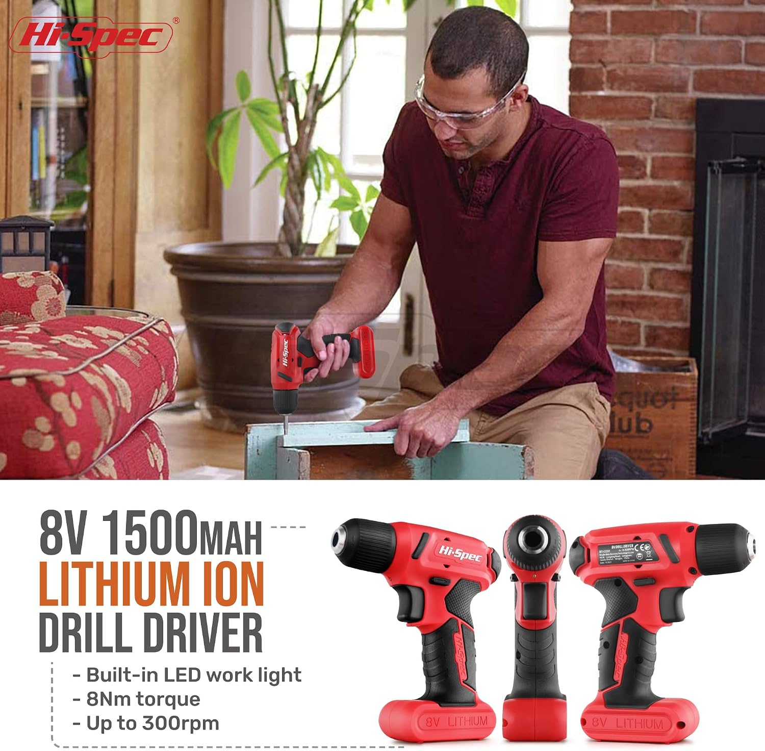 Hi-Spec 58pc Pink 8V USB Electric Power Cordless Drill Driver & Tool Kit Set and 58pc Red 8V USB Electric Power Cordless Drill Driver & Tool Kit Set