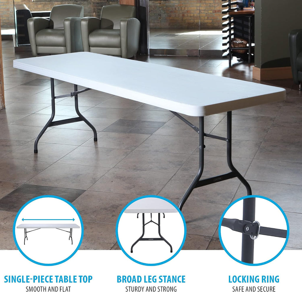 Lifetime 42980 Folding Utility Table , 8 Feet, White Granite, Pack of 4