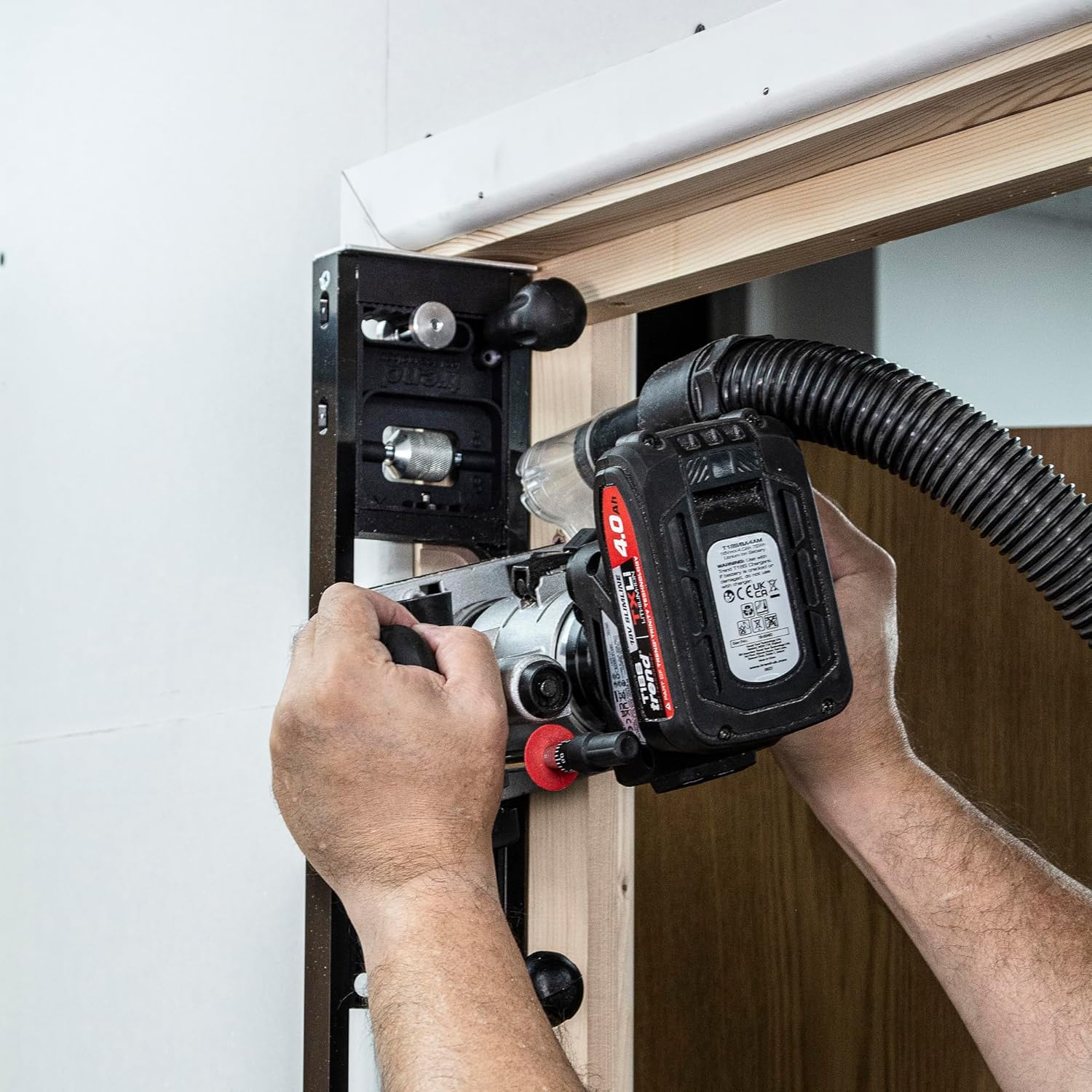 Trend Ultimate Door Installation Kit with 9ft AnyDoor Hinge Jig, T1 Plunge and Trim 1/4 Inch Router, Foot Operated Door Lifter, Door Stand and Router Bit Set, H/JIG/D/B2
