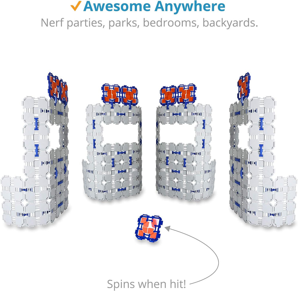 4 Pack - Kids Fort Building Kit - Creative Nerf War Playset - Build Nerf Bunker & Nerf Targets - Durable Nerf War Obstacles for Nerf Battles & Laser Tag
