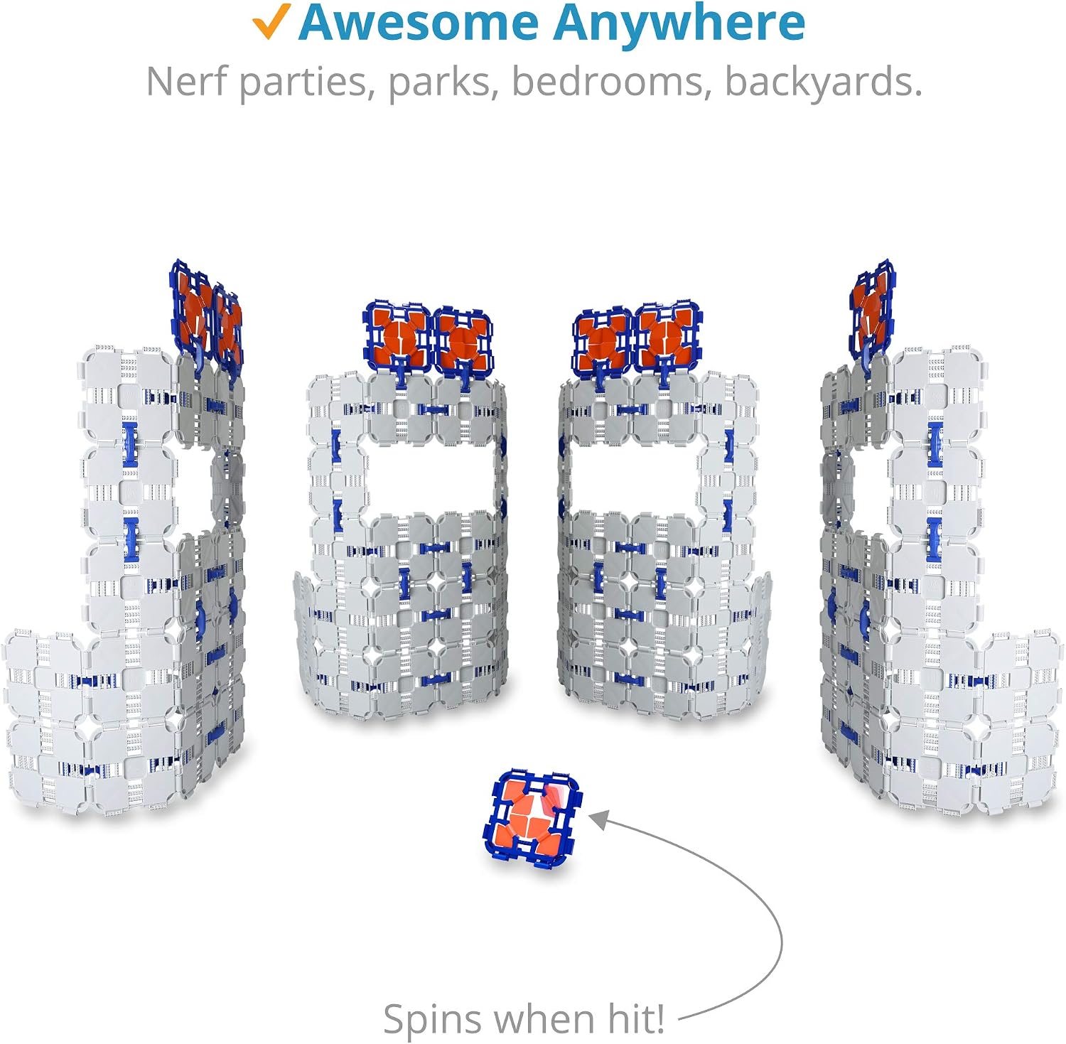 4 Pack - Kids Fort Building Kit - Creative Nerf War Playset - Build Nerf Bunker & Nerf Targets - Durable Nerf War Obstacles for Nerf Battles & Laser Tag