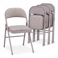 MECO 4-Pack Steel Frame Folding Dining & Event Chairs, Chicory Lace Motif Upholstery, Beige - Foldable Seating with Cushioned Seat and Padded Back for Kitchen, Parties or Game Tables