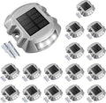 VOLISUN Solar Deck Lights Driveway Dock Lights, 16-Pack Led IP68 Waterproof Outdoor Warning Step Lights for Driveway Sidewalk Garden Pathway Yard(White, Auto On/Off