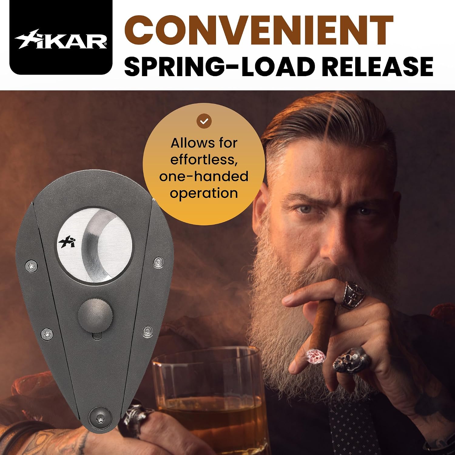 XIKAR Xi3 Cigar Cutter – Precision Double Guillotine Cigar Cutter with 440C Stainless Steel Blades – Rockwell C Rated for 54 to 60 Ring Gauge Cigars – Premium Travel Cigar Accessories