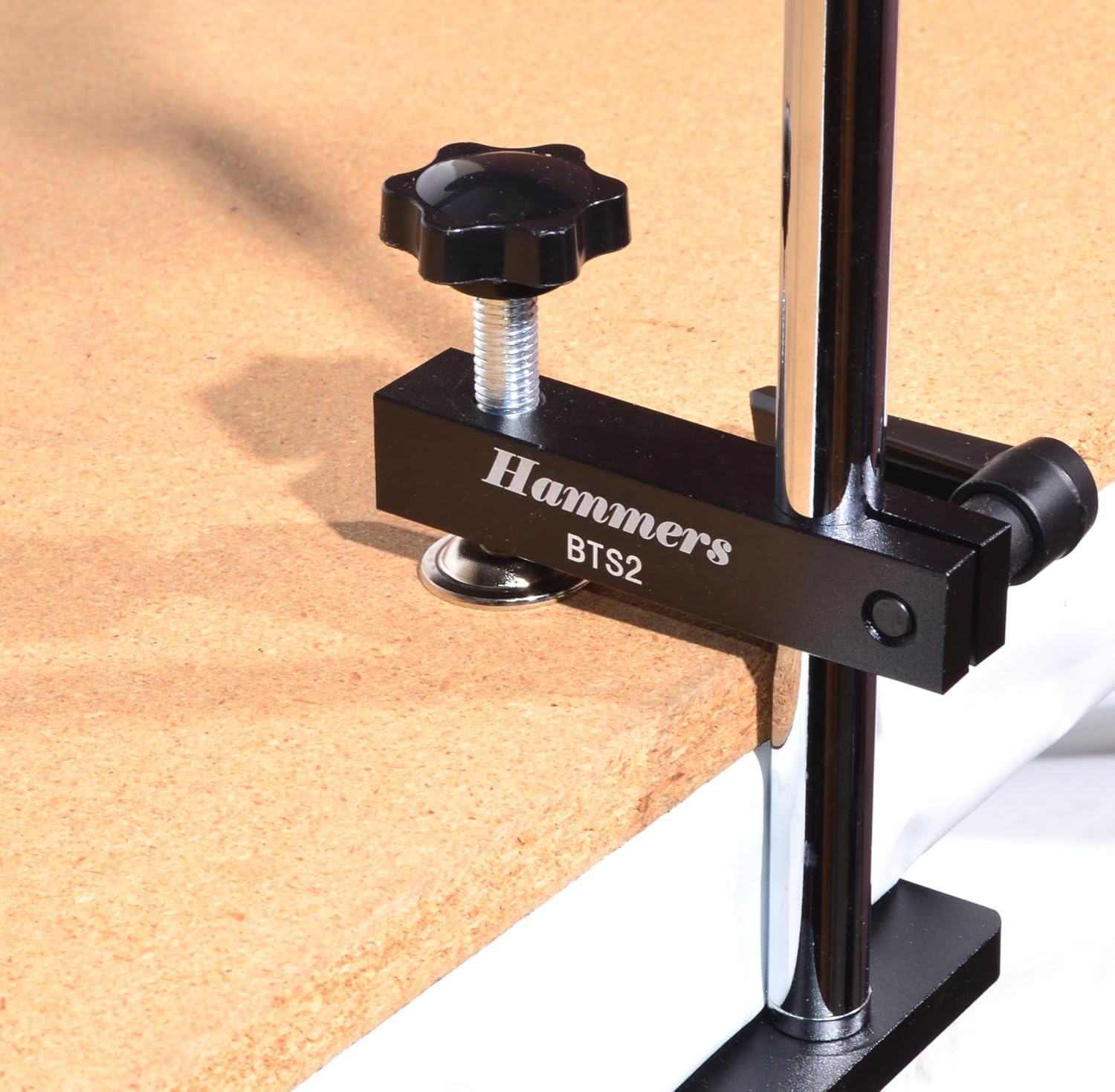 Hammers Height Adjustable Benchtop Spotting Scope Stand Mount with 5/8' Stainless Steel Pole Bench Mount Plate Crossbar Swivel Ball Head