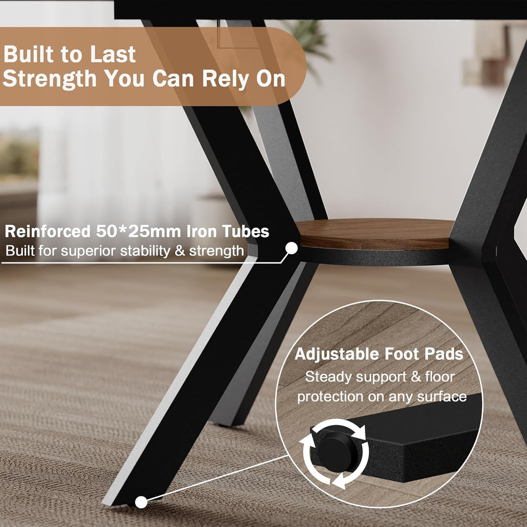 42'-58' Extendable Round Dining Table for 4-6, Kitchen Oval Table with Hidden Leaves & Storage Shelf, Space Saving Modern Design with Sturdy Metal Legs for Kitchen, Dining Room & Small Apartments