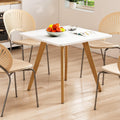 Comfy to go 27.6' Square Dining Table for 2-4 Person - Small Kitchen Table with Soild Wood Legs Mid Century Modern Table for Dinning Room, Kitchen,Small Speace (White)